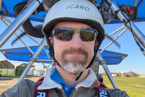 Our President and Test Pilot on a flight